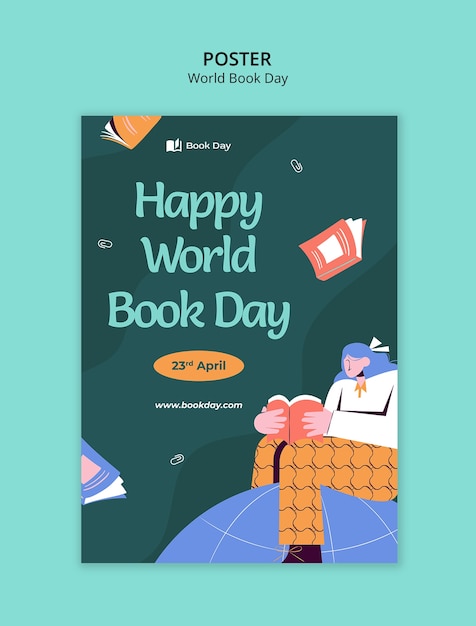 Free PSD world book day celebration poster template