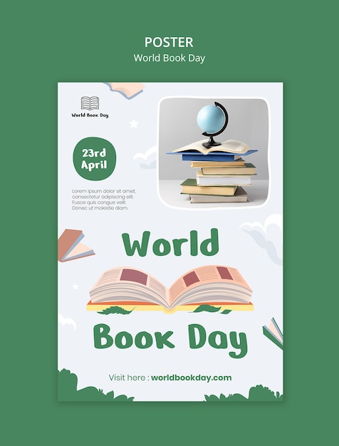 Free PSD world book day celebration poster