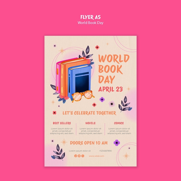 Free PSD world book day celebration poster