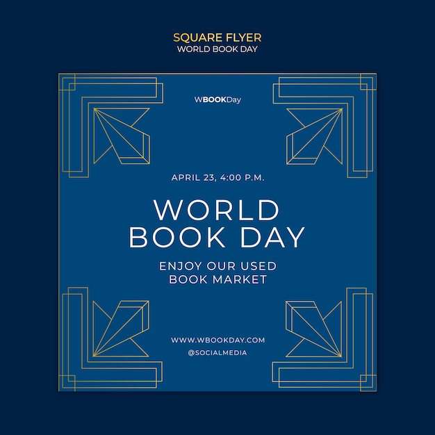 Free PSD world book day celebration square flyer