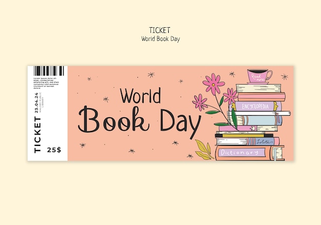 World book day celebration ticket template