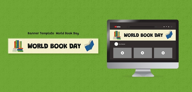 Free PSD world book day celebration youtube banner