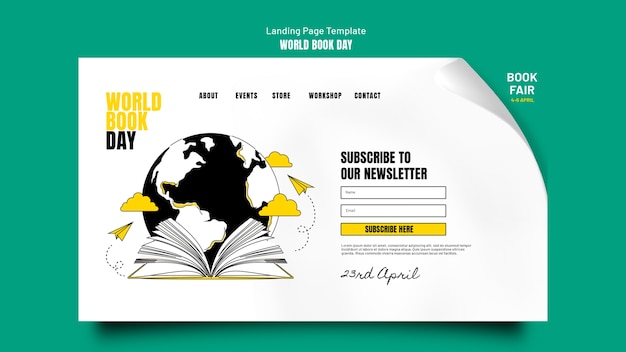 Free PSD world book day landing page template