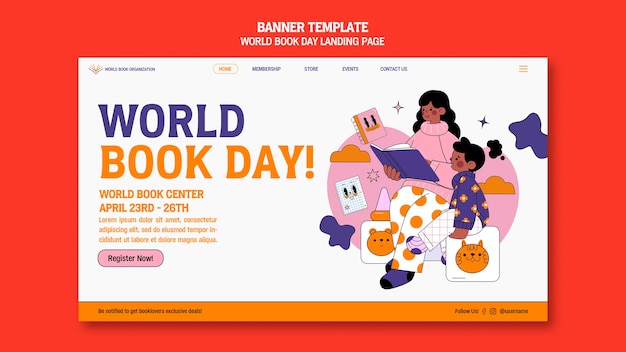 Free PSD world book day landing page template