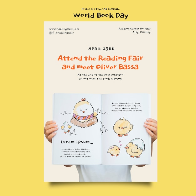 Free PSD world book day poster template