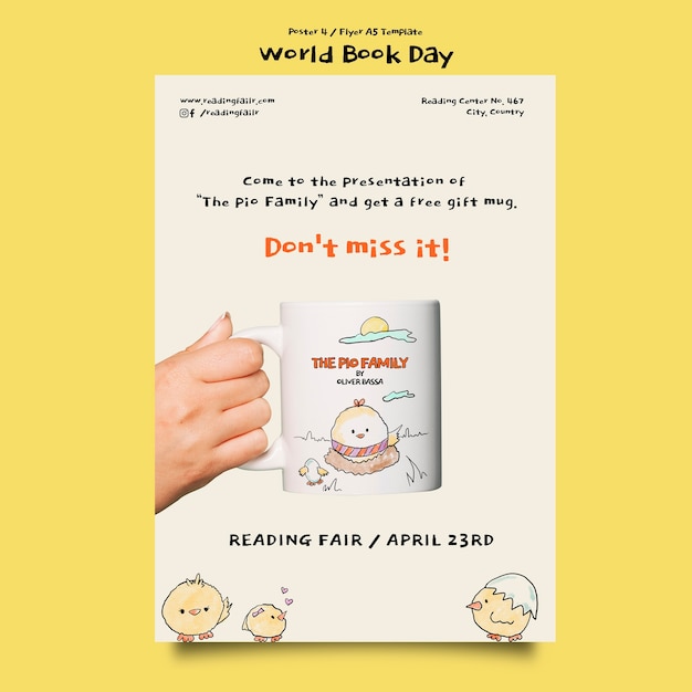 Free PSD world book day poster template