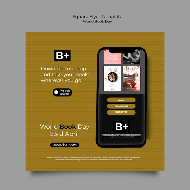 Free PSD world book day square flyer template