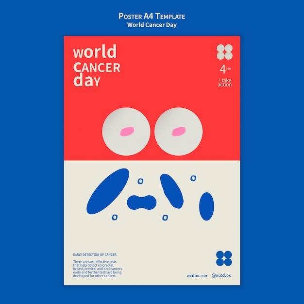 Free PSD world cancer day a4 poster template