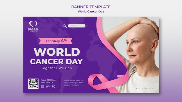 Free PSD world cancer day awareness horizontal banner