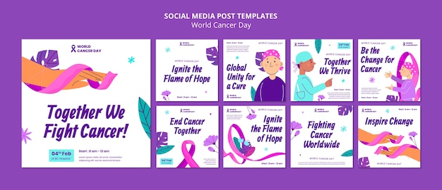 Free PSD world cancer day awareness instagram posts