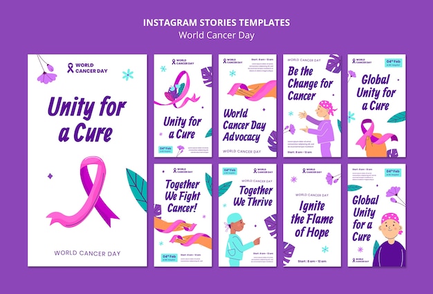 Free PSD world cancer day awareness instagram stories