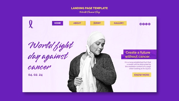 Free PSD world cancer day awareness landing page