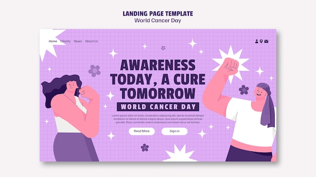 Free PSD world cancer day awareness landing page