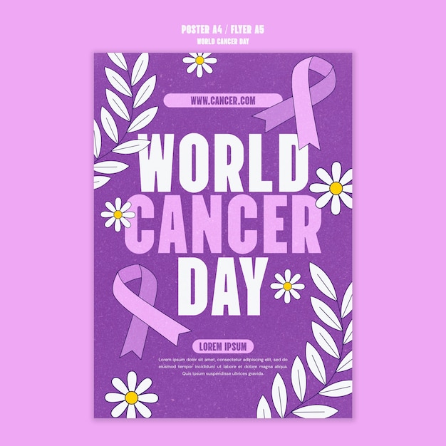 Free PSD world cancer day awareness poster template