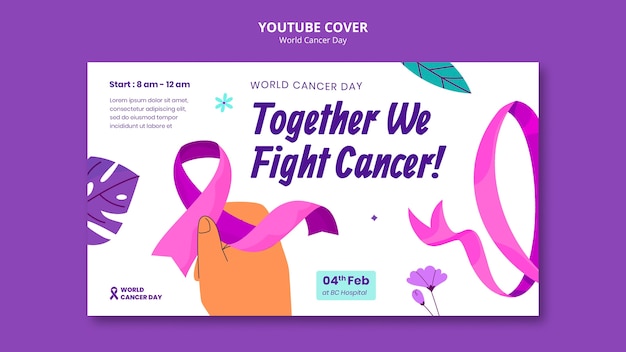 Free PSD world cancer day awareness youtube cover