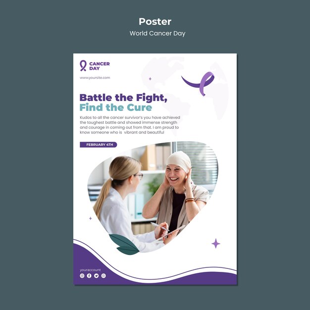 World cancer day horizontal print template