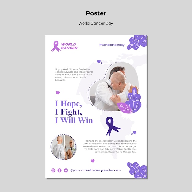 World cancer day horizontal print template