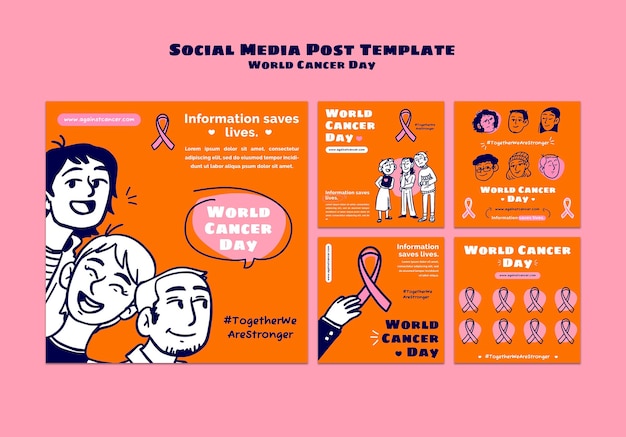 Free PSD world cancer day instagram posts template