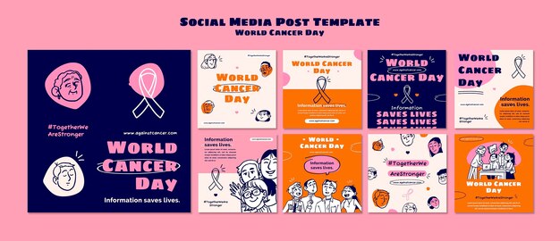 Free PSD world cancer day instagram posts template