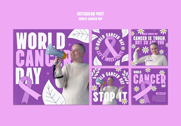 Free PSD world cancer day  instagram posts