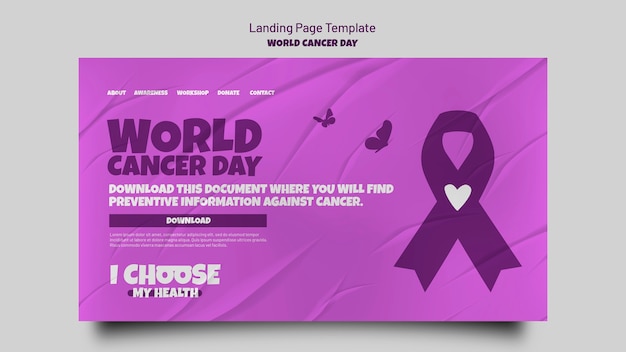 Free PSD world cancer day landing page template