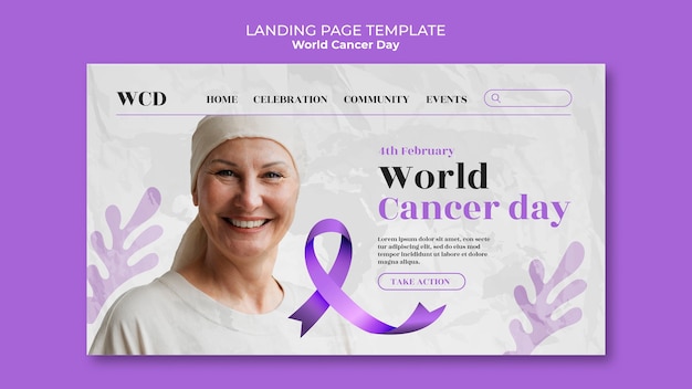 Free PSD world cancer day landing page template