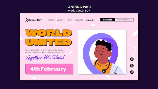 World cancer day landing page template