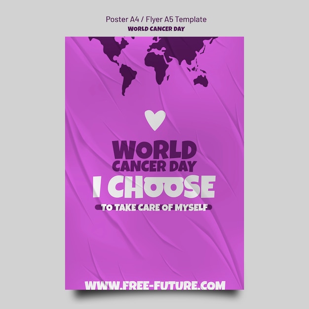 Free PSD world cancer day vertical poster template