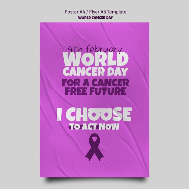 Free PSD world cancer day vertical poster template