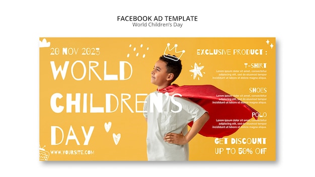 Free PSD world children's day  facebook template