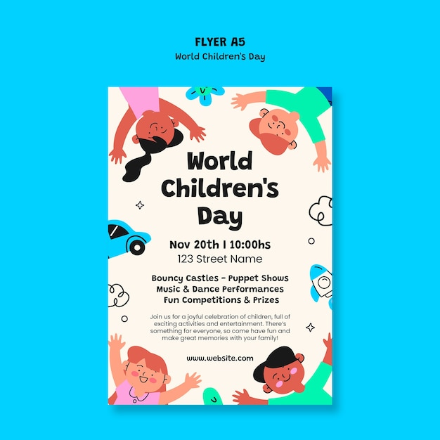 Free PSD world children's day flyer template design