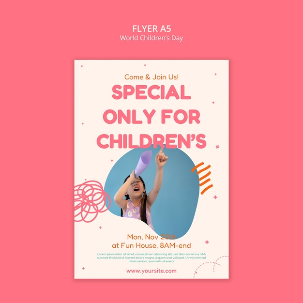 World children's day flyer template design