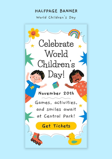 Free PSD world children's day halfpage banner template design