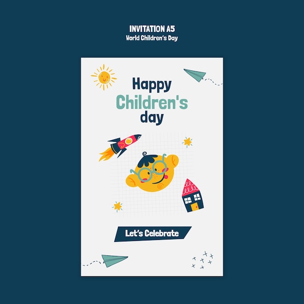 Free PSD world children's day invitation template design