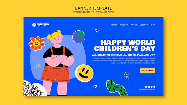 Free PSD world children's day  landing page template