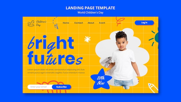 Free PSD world children's day  landing page template