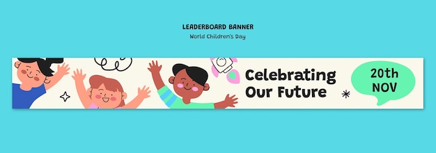 Free PSD world children's day leaderboard  banner template design