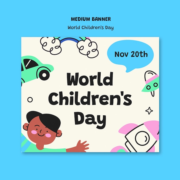 Free PSD world children's day medium banner template design