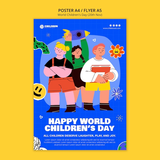 Free PSD world children's day  poster template