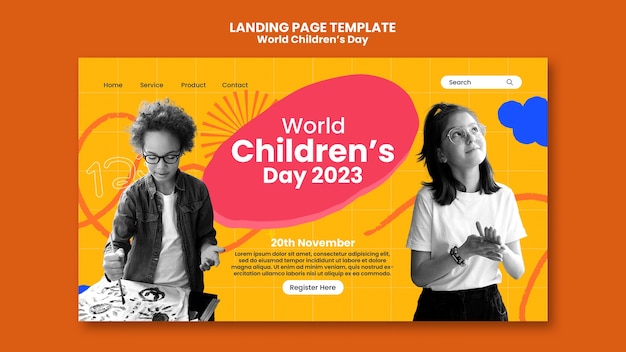 Free PSD world children's day template design