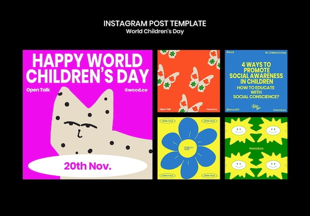 Free PSD world children's day template design