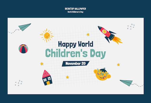 Free PSD world children's day wallpaper template design