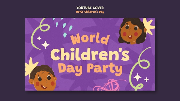 Free PSD world children's day youtube cover template design