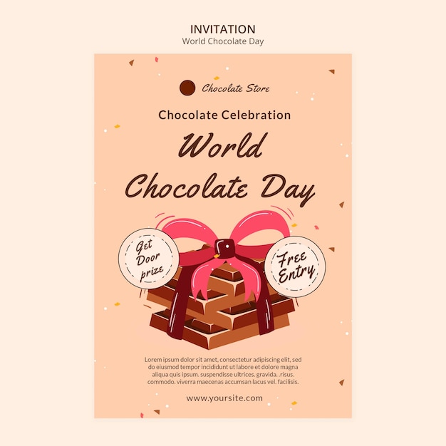 Free PSD world chocolate day celebration invitation template