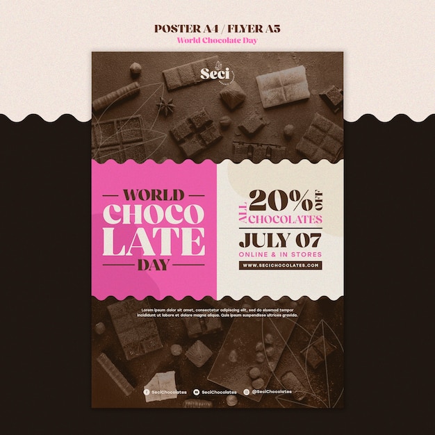 Free PSD world chocolate day celebration poster template