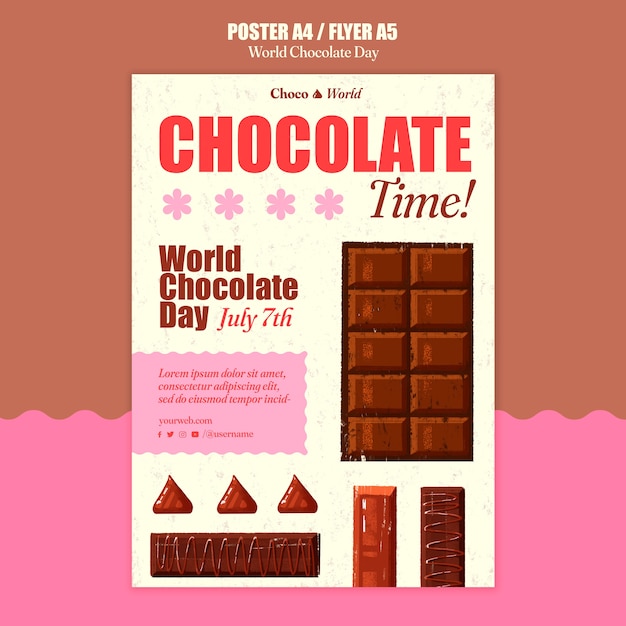 Free PSD world chocolate day celebration poster template