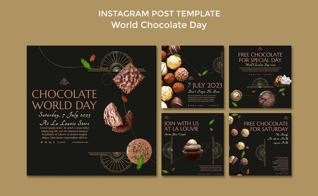 Free PSD world chocolate day instagram posts