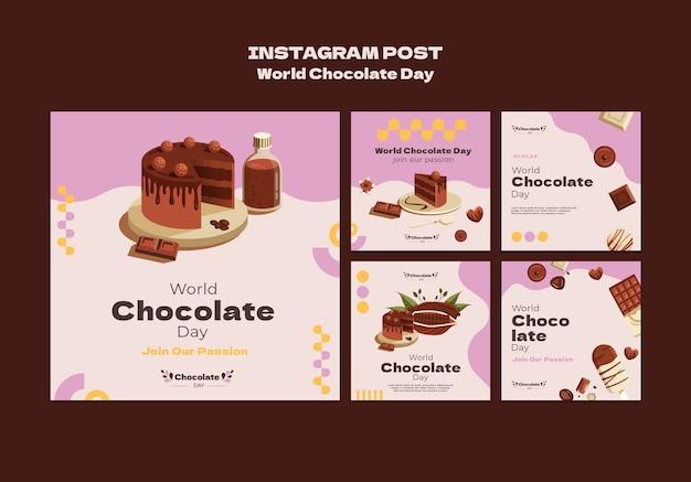 Free PSD world chocolate day instagram posts