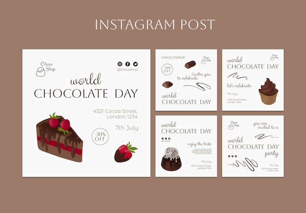 Free PSD world chocolate day instagram posts