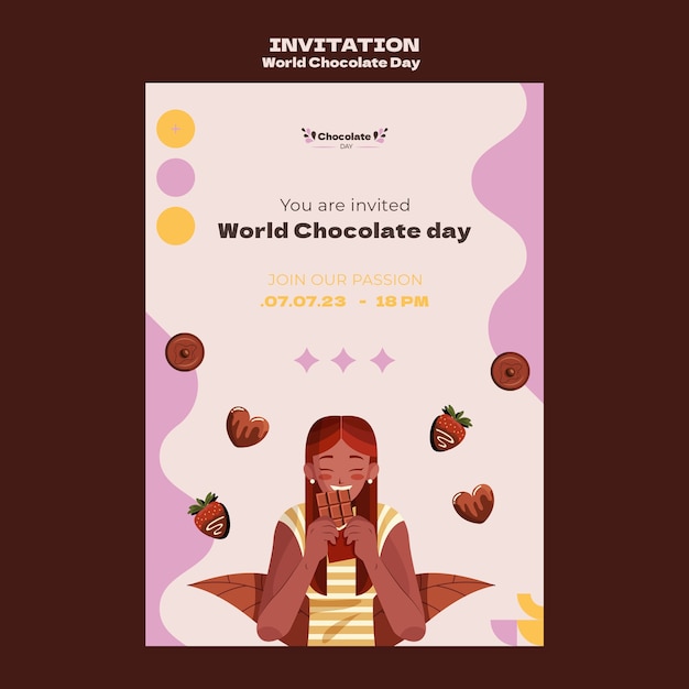 Free PSD world chocolate day invitation template